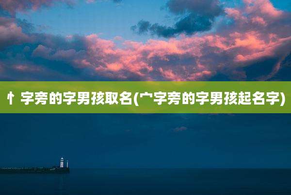 忄字旁的字男孩取名(宀字旁的字男孩起名字)
