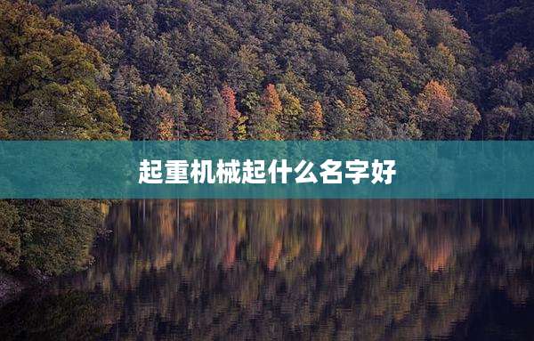 起重机械起什么名字好