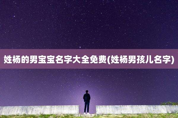 姓杨的男宝宝名字大全免费(姓杨男孩儿名字)