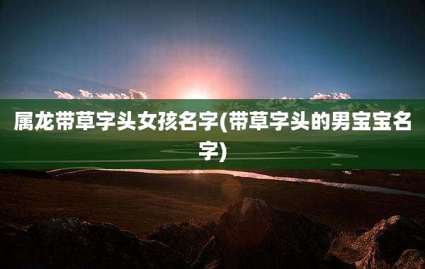 属龙带草字头女孩名字(带草字头的男宝宝名字)