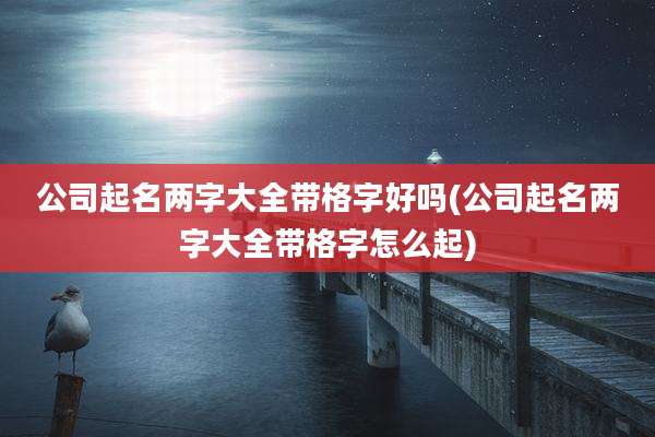 公司起名两字大全带格字好吗(公司起名两字大全带格字怎么起)