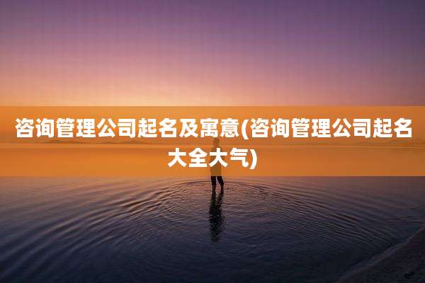 咨询管理公司起名及寓意(咨询管理公司起名大全大气)