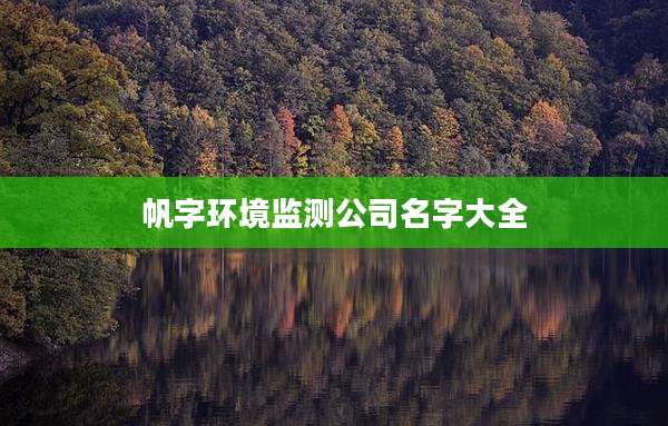 帆字环境监测公司名字大全
