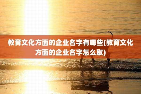 教育文化方面的企业名字有哪些(教育文化方面的企业名字怎么取)