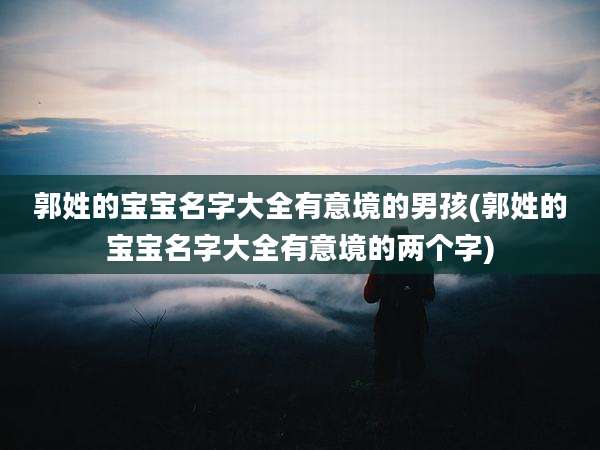 郭姓的宝宝名字大全有意境的男孩(郭姓的宝宝名字大全有意境的两个字)