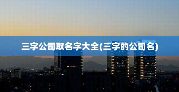 三字公司取名字大全(三字的公司名)