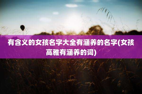 有含义的女孩名字大全有涵养的名字(女孩高雅有涵养的词)