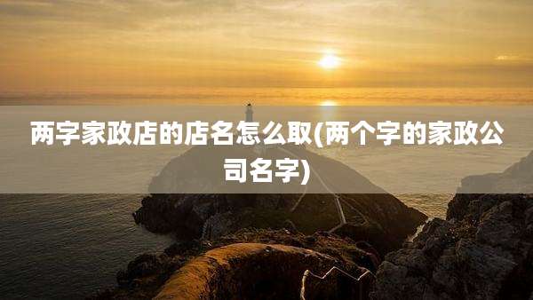 两字家政店的店名怎么取(两个字的家政公司名字)