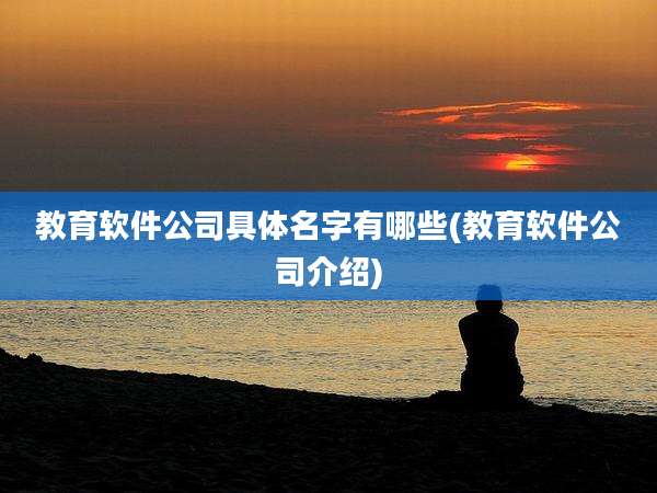 教育软件公司具体名字有哪些(教育软件公司介绍)