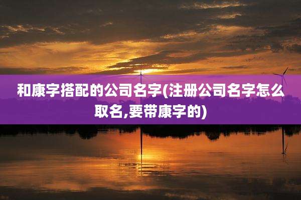 和康字搭配的公司名字(注册公司名字怎么取名,要带康字的)