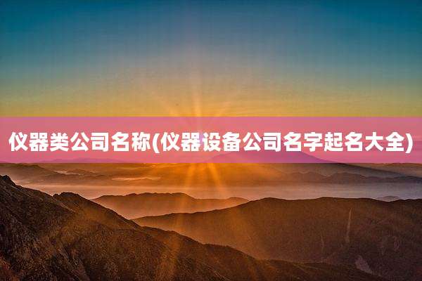 仪器类公司名称(仪器设备公司名字起名大全)