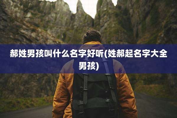郝姓男孩叫什么名字好听(姓郝起名字大全男孩)