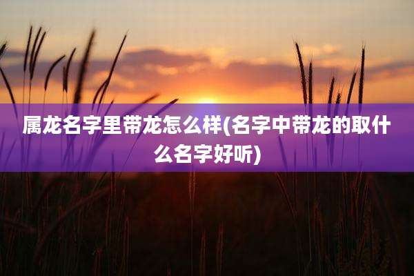 属龙名字里带龙怎么样(名字中带龙的取什么名字好听)