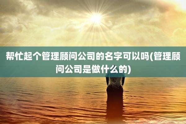 帮忙起个管理顾问公司的名字可以吗(管理顾问公司是做什么的)