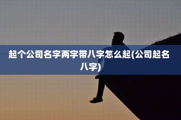 起个公司名字两字带八字怎么起(公司起名 八字)