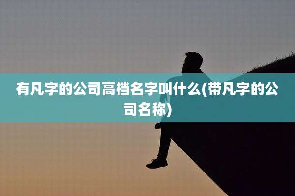 有凡字的公司高档名字叫什么(带凡字的公司名称)