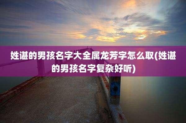 姓谌的男孩名字大全属龙芳字怎么取(姓谌的男孩名字复杂好听)
