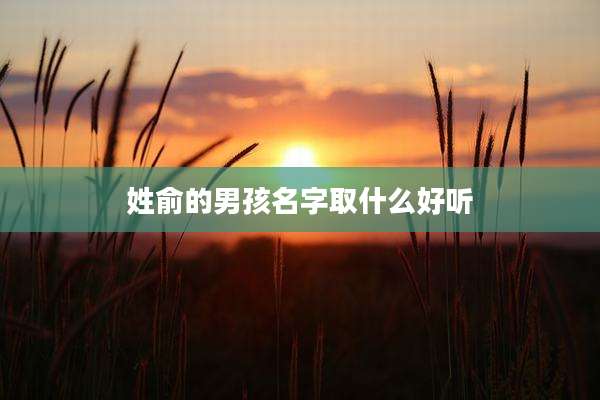 姓俞的男孩名字取什么好听