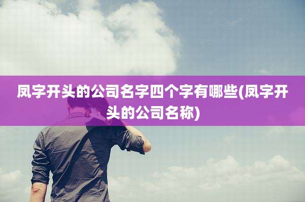 凤字开头的公司名字四个字有哪些(凤字开头的公司名称)