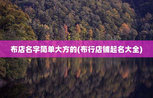 布店名字简单大方的(布行店铺起名大全)