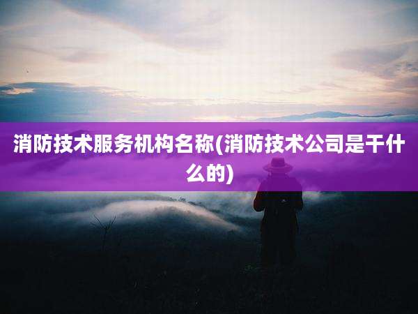 消防技术服务机构名称(消防技术公司是干什么的)