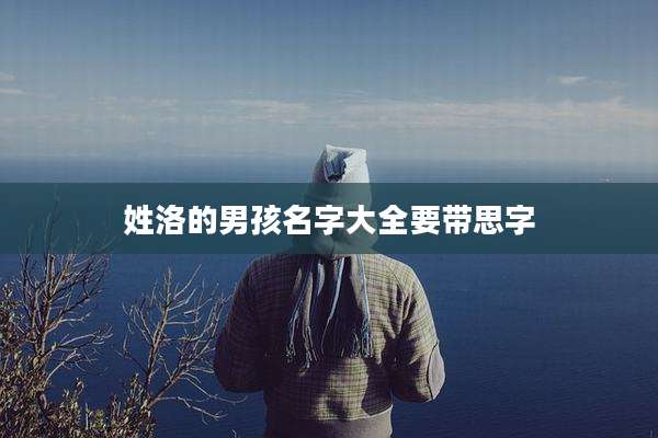 姓洛的男孩名字大全要带思字