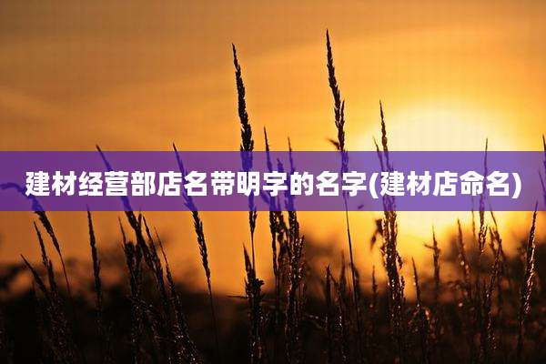 建材经营部店名带明字的名字(建材店命名)