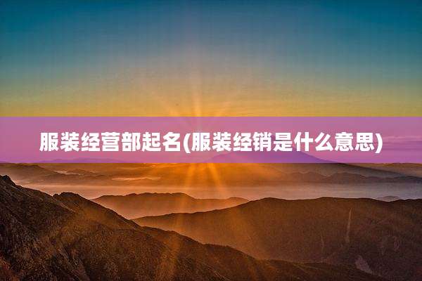 服装经营部起名(服装经销是什么意思)