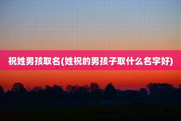 祝姓男孩取名(姓祝的男孩子取什么名字好)