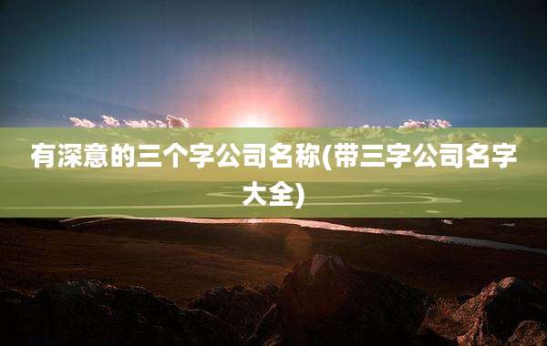有深意的三个字公司名称(带三字公司名字大全)