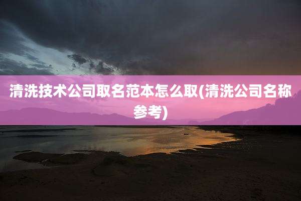 清洗技术公司取名范本怎么取(清洗公司名称参考)
