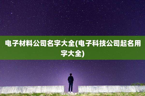 电子材料公司名字大全(电子科技公司起名用字大全)