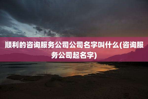 顺利的咨询服务公司公司名字叫什么(咨询服务公司起名字)