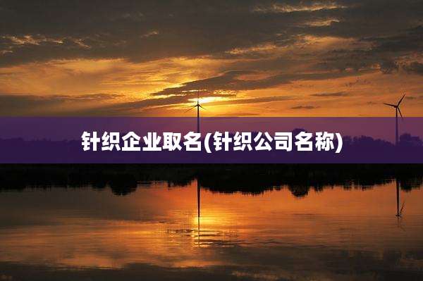 针织企业取名(针织公司名称)