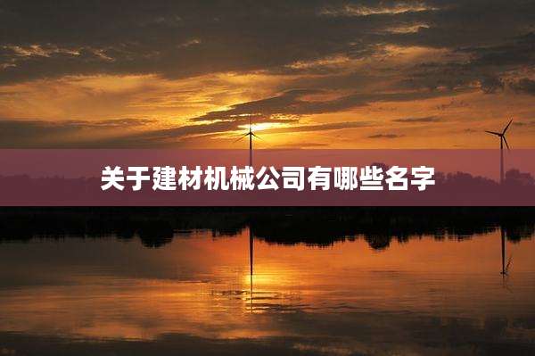 关于建材机械公司有哪些名字