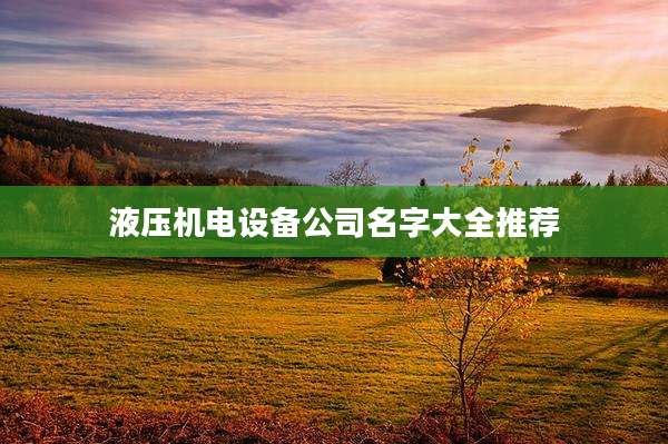 液压机电设备公司名字大全推荐