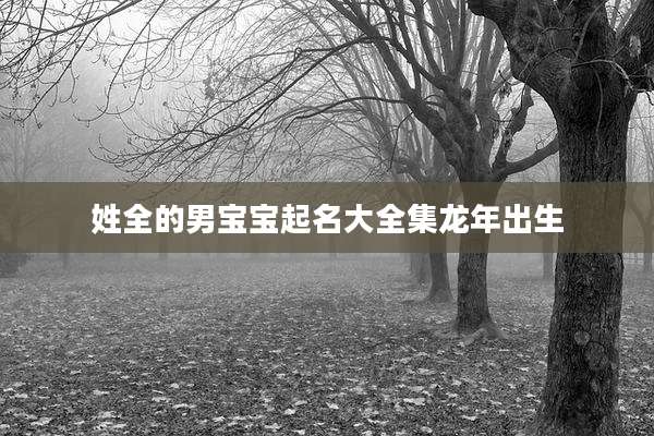 姓全的男宝宝起名大全集龙年出生