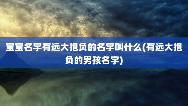 宝宝名字有远大抱负的名字叫什么(有远大抱负的男孩名字)