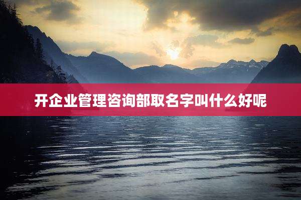 开企业管理咨询部取名字叫什么好呢