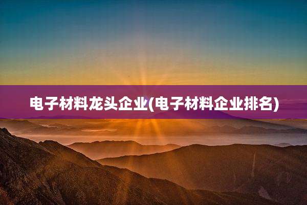 电子材料龙头企业(电子材料企业排名)