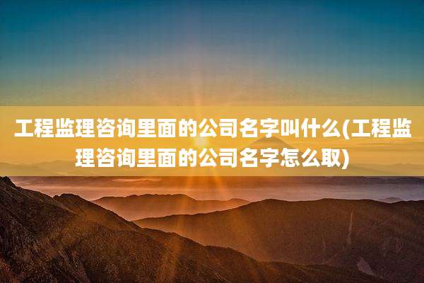 工程监理咨询里面的公司名字叫什么(工程监理咨询里面的公司名字怎么取)