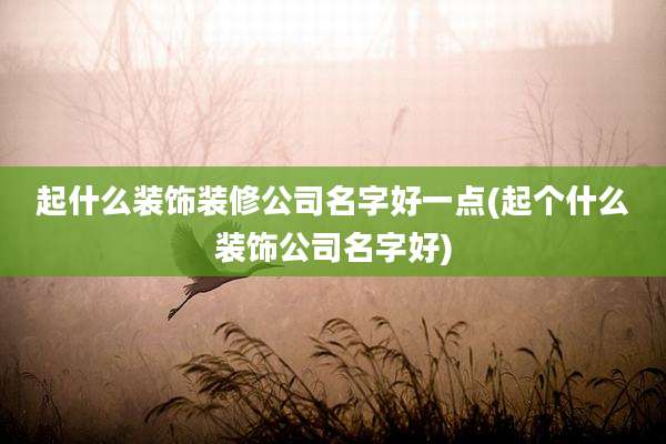 起什么装饰装修公司名字好一点(起个什么装饰公司名字好)