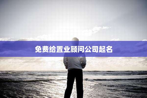 免费给置业顾问公司起名