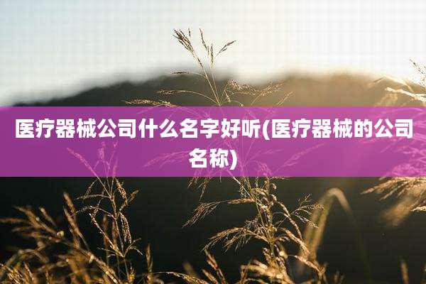 医疗器械公司什么名字好听(医疗器械的公司名称)