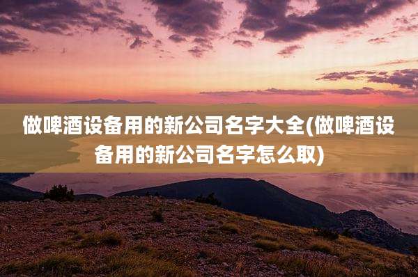 做啤酒设备用的新公司名字大全(做啤酒设备用的新公司名字怎么取)