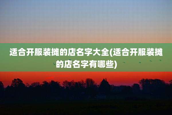 适合开服装摊的店名字大全(适合开服装摊的店名字有哪些)