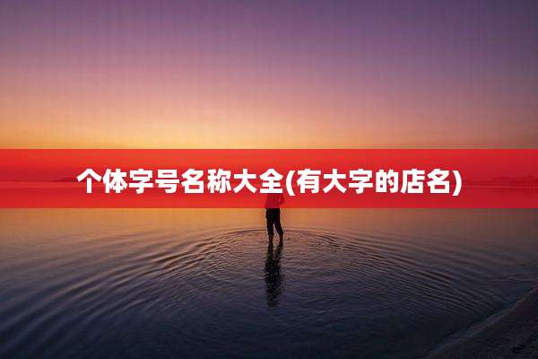 个体字号名称大全(有大字的店名)