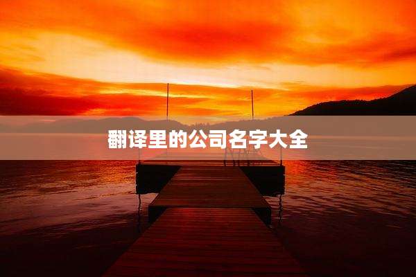 翻译里的公司名字大全