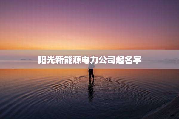 阳光新能源电力公司起名字