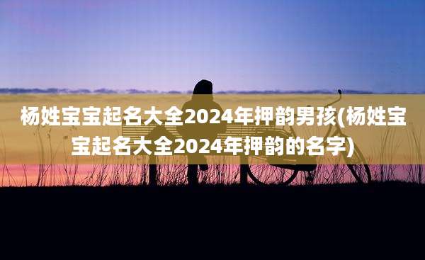 杨姓宝宝起名大全2024年押韵男孩(杨姓宝宝起名大全2024年押韵的名字)